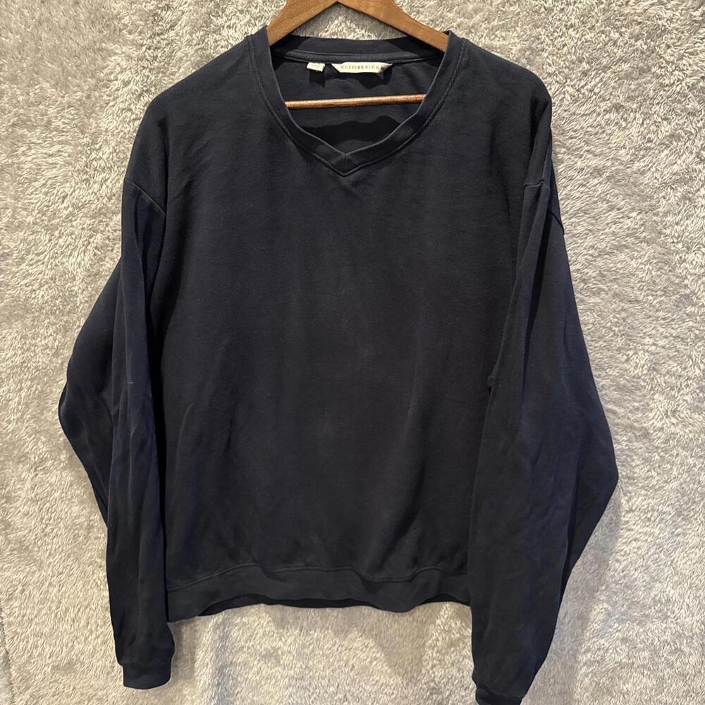 Cutter & Buck Men's Blue Navy V-neck sweater Sz XL Long Sleeve